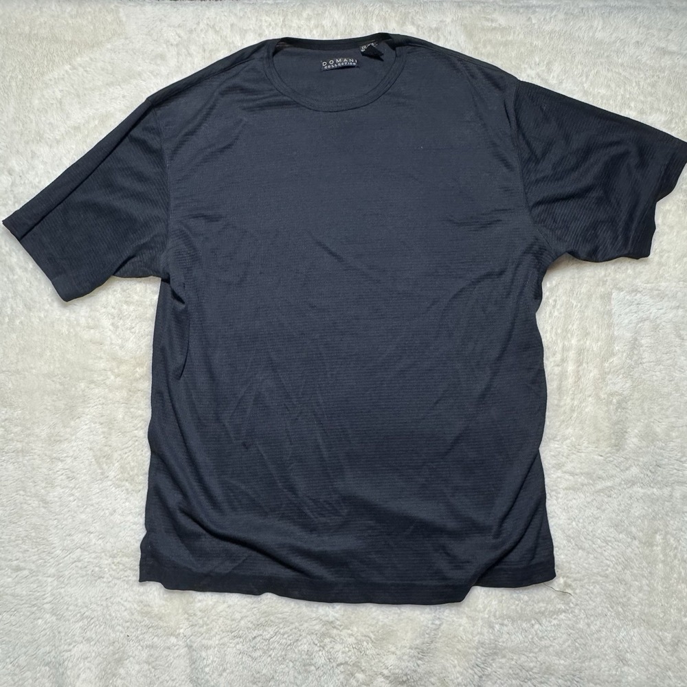 Y2K Domani Collection Black Textured Polyester Tee Shirt XXL